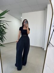 Fp 50979 Bel Lastikli Tensel Siyah Pantolon