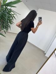 Fp 50979 Bel Lastikli Tensel Siyah Pantolon