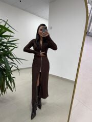 Mz 22159 A. Kahve Fermuar Detaylı Fitilli Takım