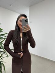 Mz 22159 A. Kahve Fermuar Detaylı Fitilli Takım