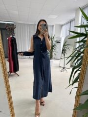 Kd 7332 Tensel Bağlamalı Laci Gömlek Elbise