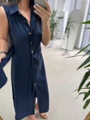 Kd 7332 Tensel Bağlamalı Laci Gömlek Elbise