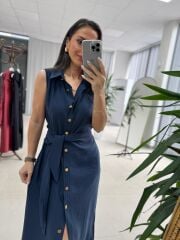 Kd 7332 Tensel Bağlamalı Laci Gömlek Elbise