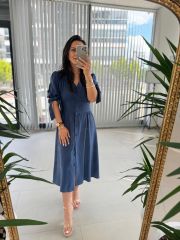 Sg Cotton Linen Indigo Dress