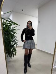 Nn 4558 Kendinden Kemerli Siyah Hırka