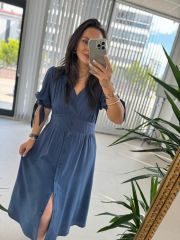 Sg Cotton Linen Indigo Dress