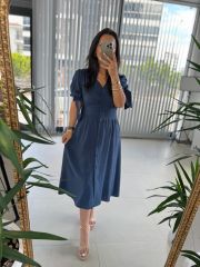 Sg Cotton Linen Indigo Dress