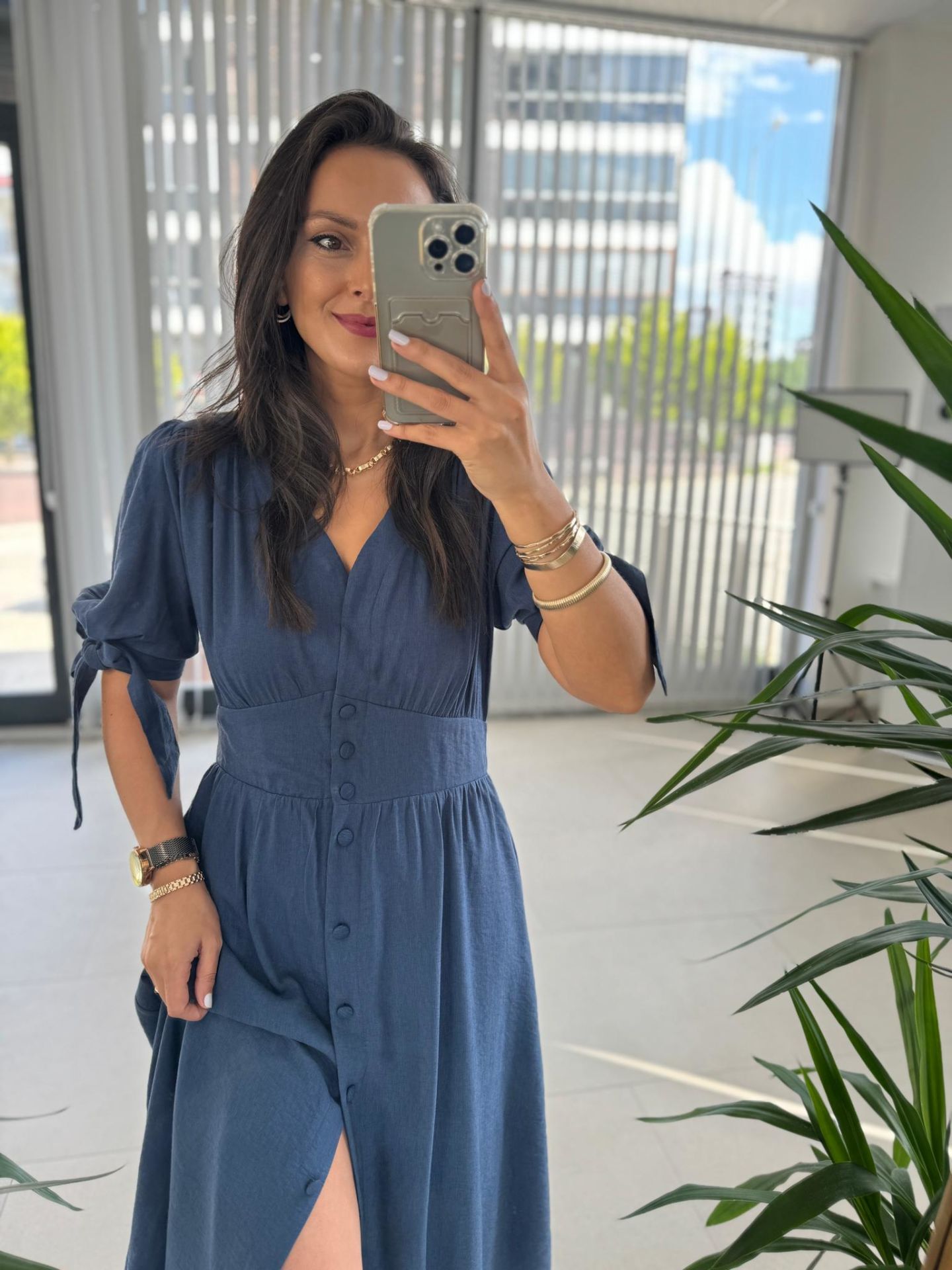 Sg Cotton Linen Indigo Dress