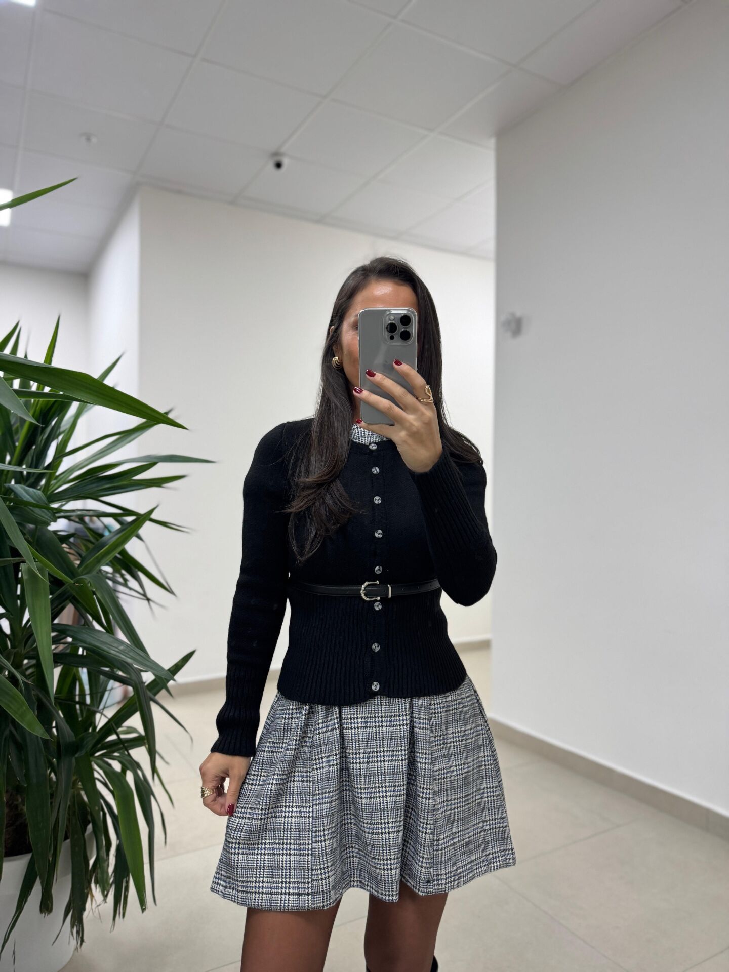 Nn 4558 Kendinden Kemerli Siyah Hırka