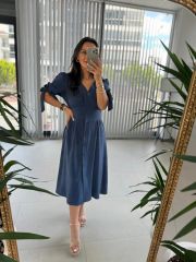 Sg Cotton Linen Indigo Dress