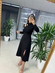 Ms Damla Dekoltelı Siyah Elbise