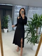 Ms Damla Dekoltelı Siyah Elbise