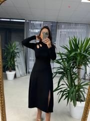 Ms Damla Dekoltelı Siyah Elbise