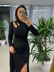 Ms Damla Dekoltelı Siyah Elbise