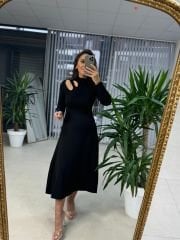 Ms Damla Dekoltelı Siyah Elbise