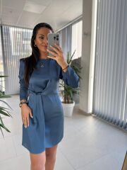 Mng İndigo Önü Pile Detaylı Saten Elbise