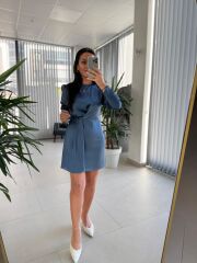 Mng İndigo Önü Pile Detaylı Saten Elbise