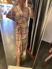 draped linen pink