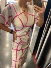 draped linen pink