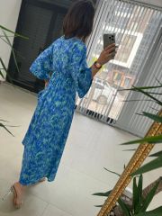 My 3154 Saks Şal Desen Elbise