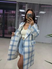 Art. Bebe Mavi Kareli Tüvit Kaban