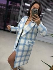Art. Bebe Mavi Kareli Tüvit Kaban