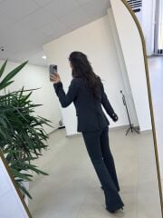 Dgf 8957 Gümüş Düğmeli Tüvit Antrasit Takım