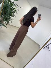 Fp 50979 Bel Lastikli Tensel Kahve Pantolon
