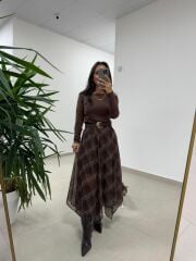 Mz 22778 Şerit Geçişli A.Kahve Etek