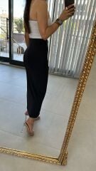 Düğme Detaylı Siyah Kalem Etek