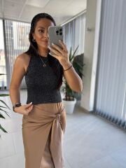 Zr Siyah Simli Triko Bluz