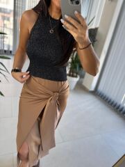 Zr Siyah Simli Triko Bluz