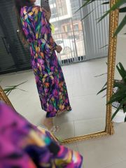 My 3154 Pembe Mor Geçişli Elbise