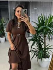 My 3578 Bow Brooch Light Brown Dress