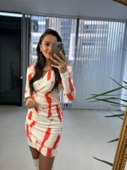 My Turuncu Anvelop Kalem Elbise