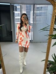 My Turuncu Anvelop Kalem Elbise