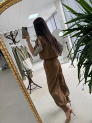 Kd 7829 Paça Pensli Kahve Çizgili Tasarım Takım