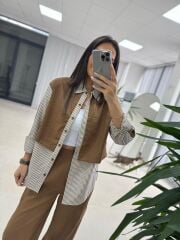 Kd 7829 Paça Pensli Kahve Çizgili Tasarım Takım