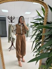 Kd 7829 Paça Pensli Kahve Çizgili Tasarım Takım