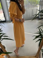Sg Cotton Linen Mustard Dress