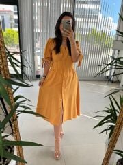 Sg Cotton Linen Mustard Dress