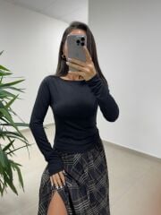 Mz 22778 Şerit Geçişli Siyah Etek