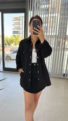 Gabardin Siyah Gömlek Ceket