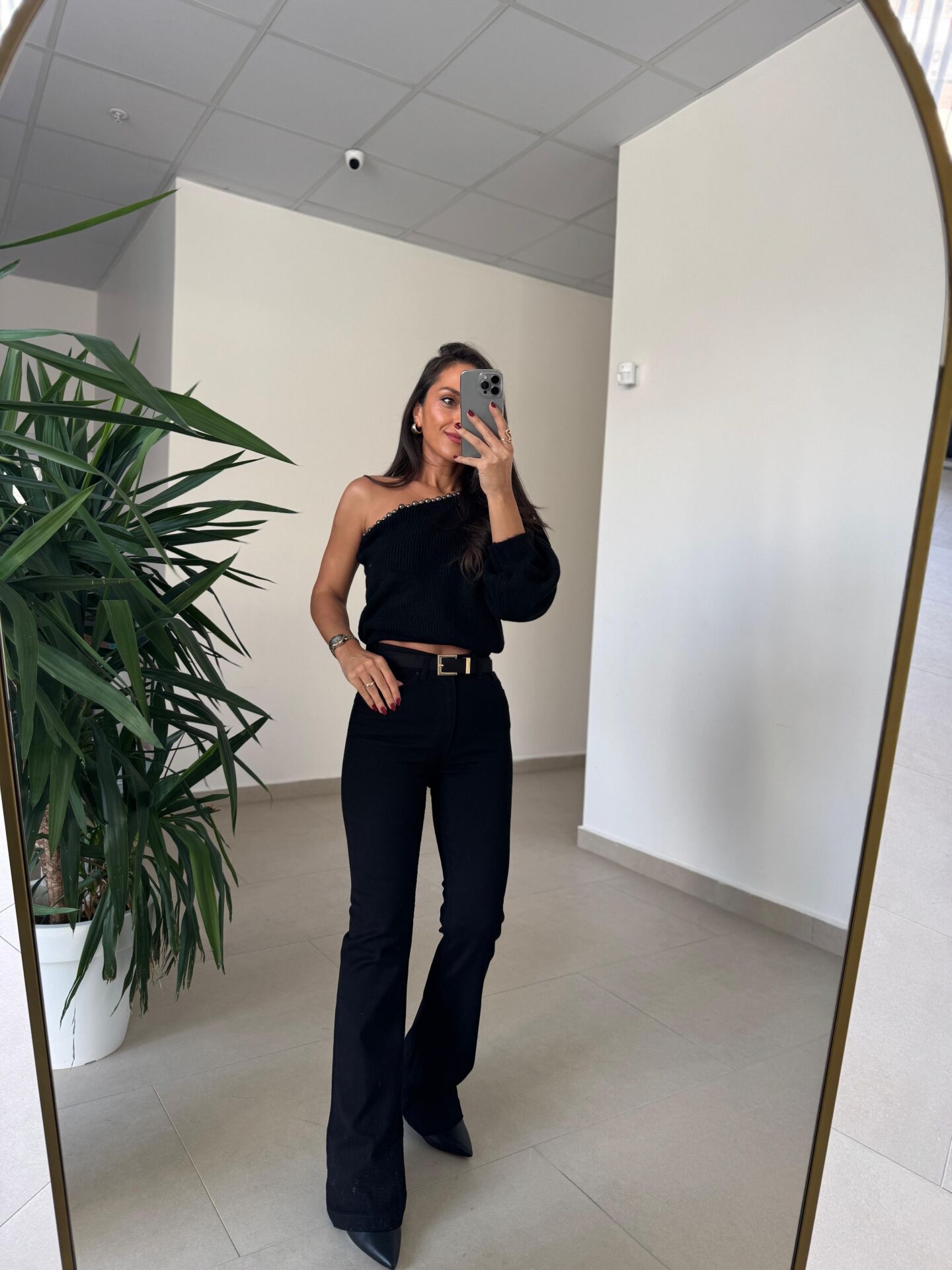 Spt 2023 Siyah İspanyol Paça Pantolon