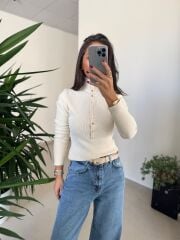 Po 2612 Gold Çıt Çıtlı Ekru Triko