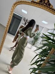 Kd 7829 Paça Pensli Haki Çizgili Tasarım Takım