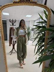 Kd 7829 Paça Pensli Haki Çizgili Tasarım Takım