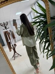 Kd 7829 Paça Pensli Haki Çizgili Tasarım Takım