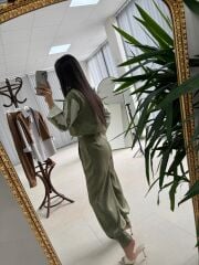 Kd 7829 Paça Pensli Haki Çizgili Tasarım Takım