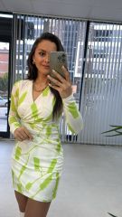 Mein pistaziengrünes Wickel-Bleistiftkleid